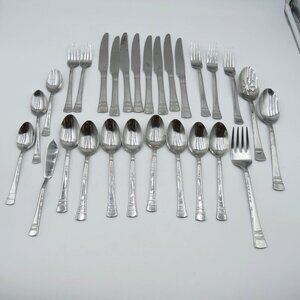 Pfaltzgraff‎ Flatware Mix Lot 28 Pieces Sapphire Pattern Stainless Steel